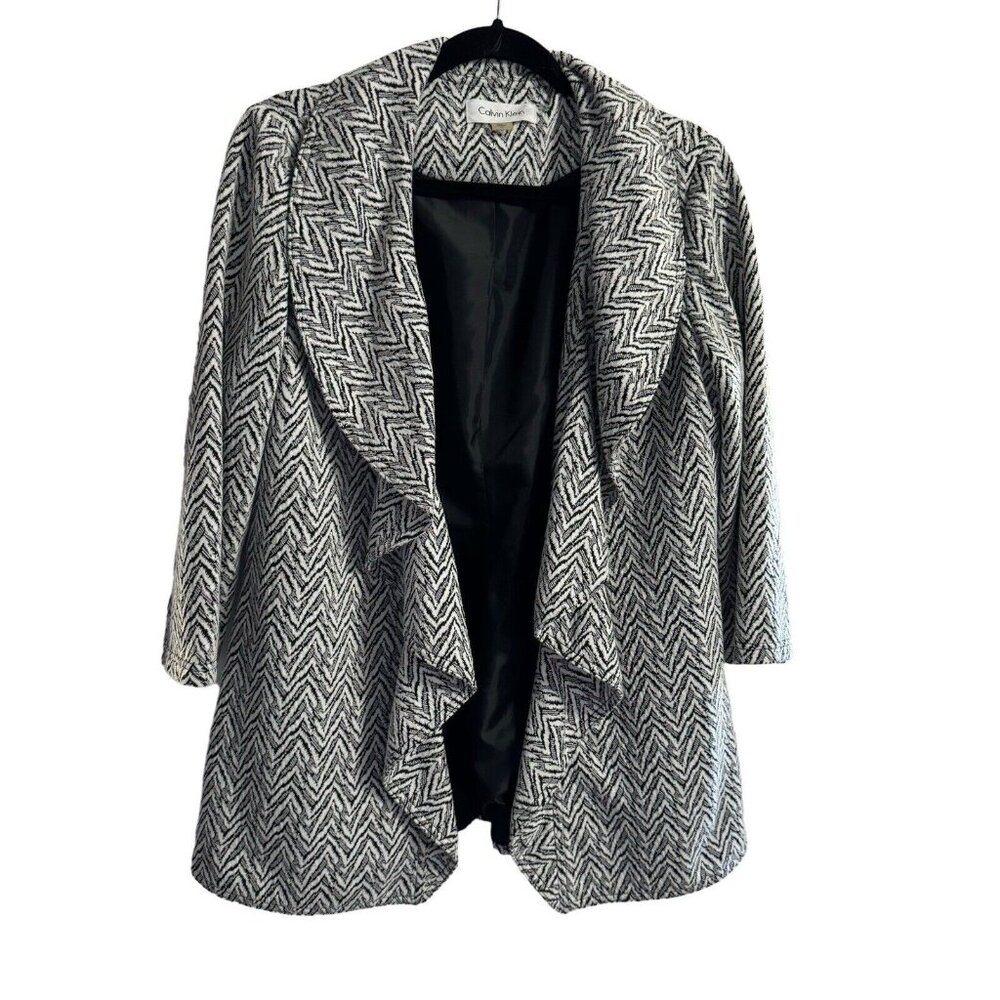 Calvin Klein Women's‎ Waterfall Ruffled Open-Front Lined Jacket Size 12